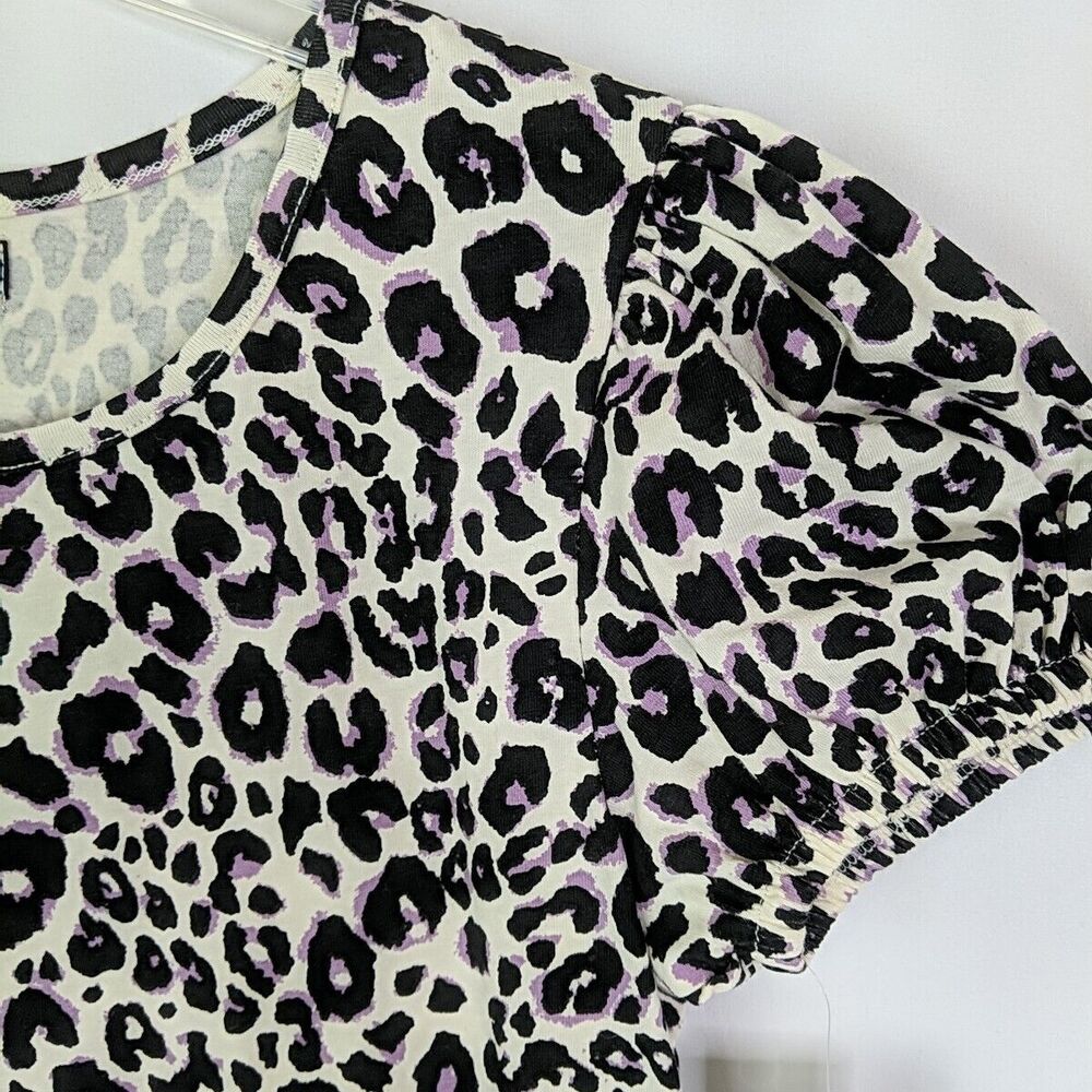 Sanctuary Cheetah Print Black Lavender Ivory Sheath Dress Puff Sleeve Size 16 - Picture 3 of 8